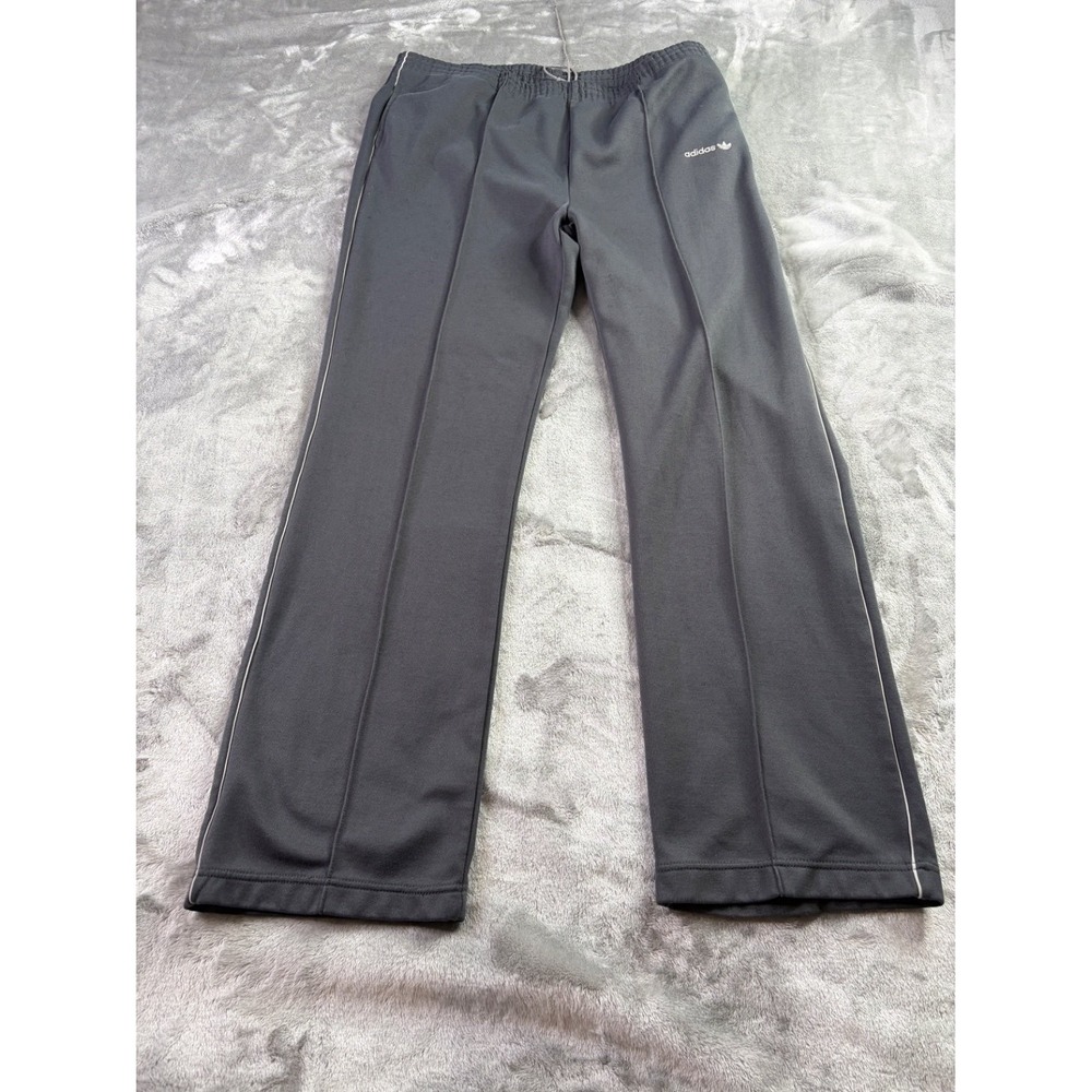 adidas Pants 1980s Men L Gray Straight Leg Embroidered Drawstring Elastic Waist